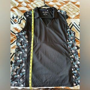 Women’s black golf set, golf shirt, golf skirt